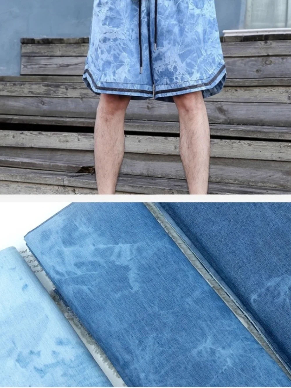 Summer Clothing Wholesale - Yıkanmış Bağcıklı Kot Kumaş Saf Pamuklu