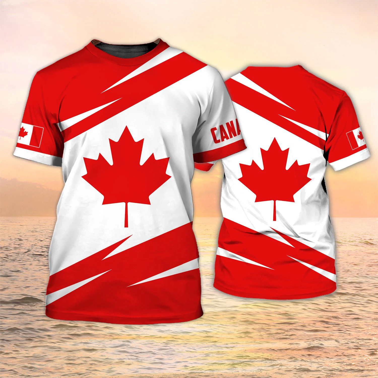 Summer Clothing Women Canada - Kanada Bayrağı 3D Baskılı Tişörtler, Yazlık,