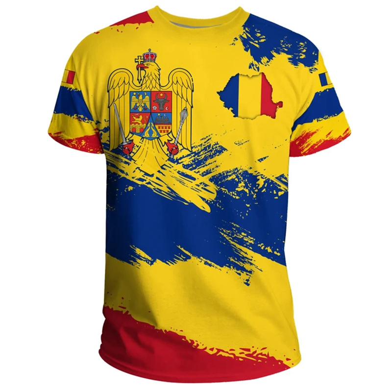 Summer Clothing Wholesale - Romanya bayrağı grafik T Shirt erkekler